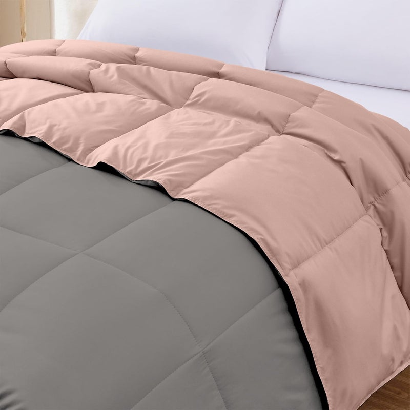 Modern Threads Down Alternative Reversible Comforter Charcoal Gray/Blush Queen - Image 4